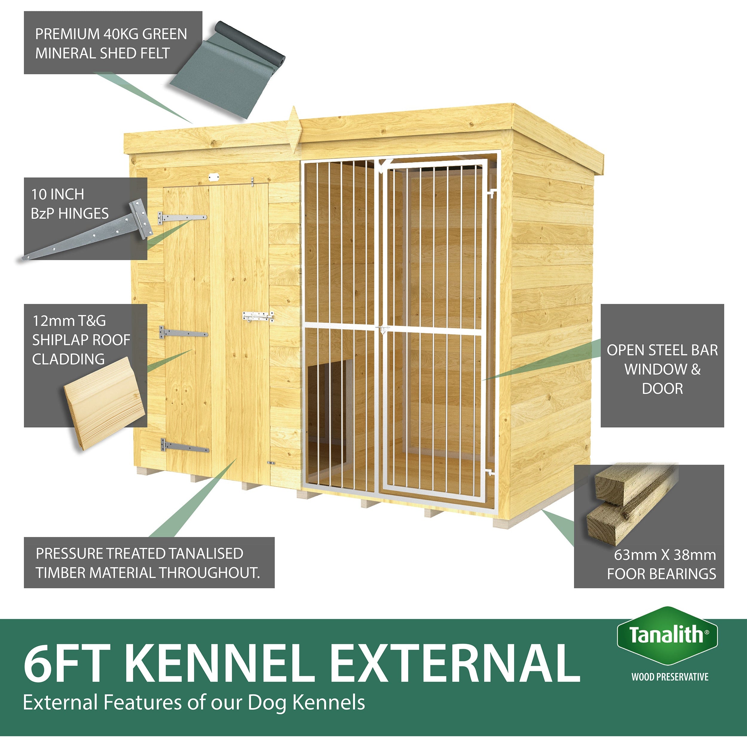 Total Sheds (8x6) Dog Kennel And Run (Full Height With Bars)