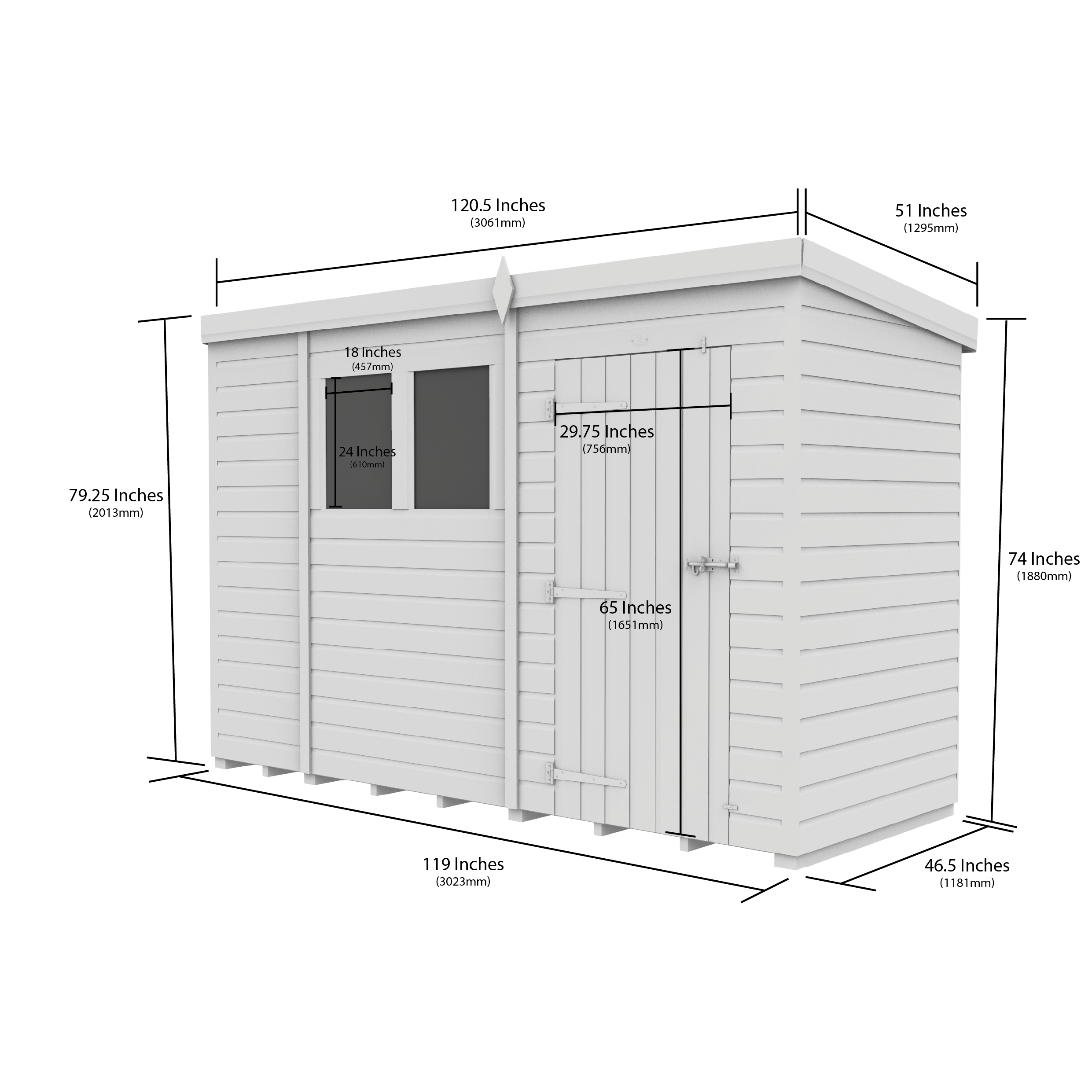 Total Sheds (10x4) Pressure Treated Pent Security Shed