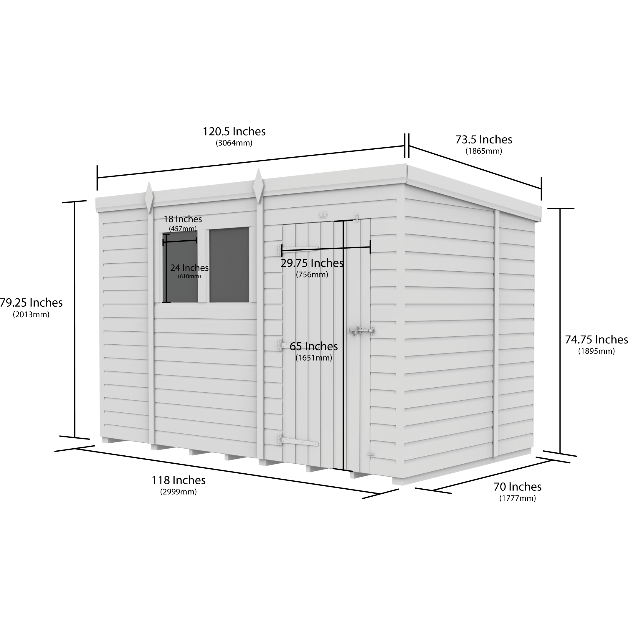 Total Sheds (10x6) Pressure Treated Pent Shed