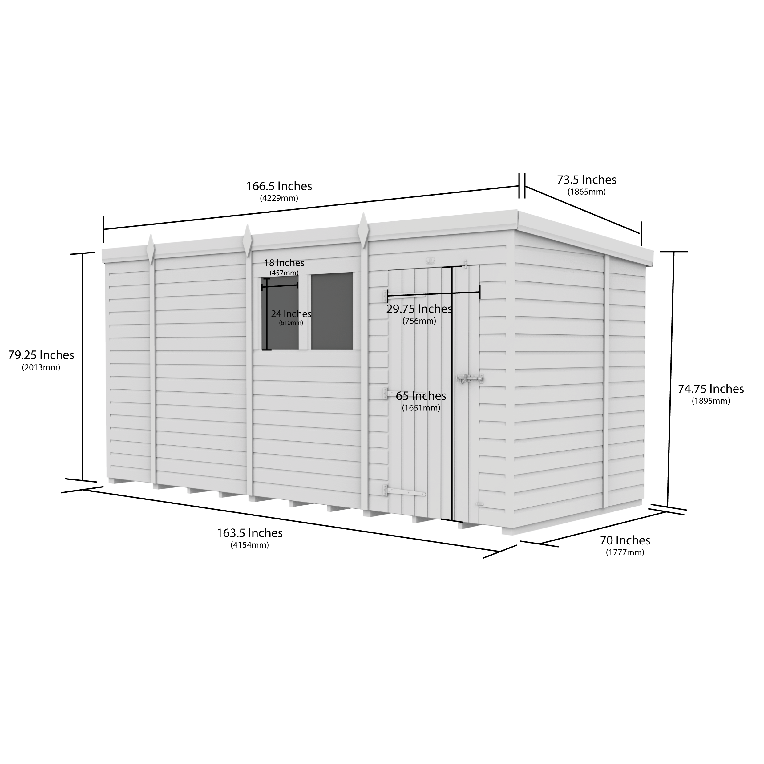 Total Sheds (14x6) Pressure Treated Pent Security Shed