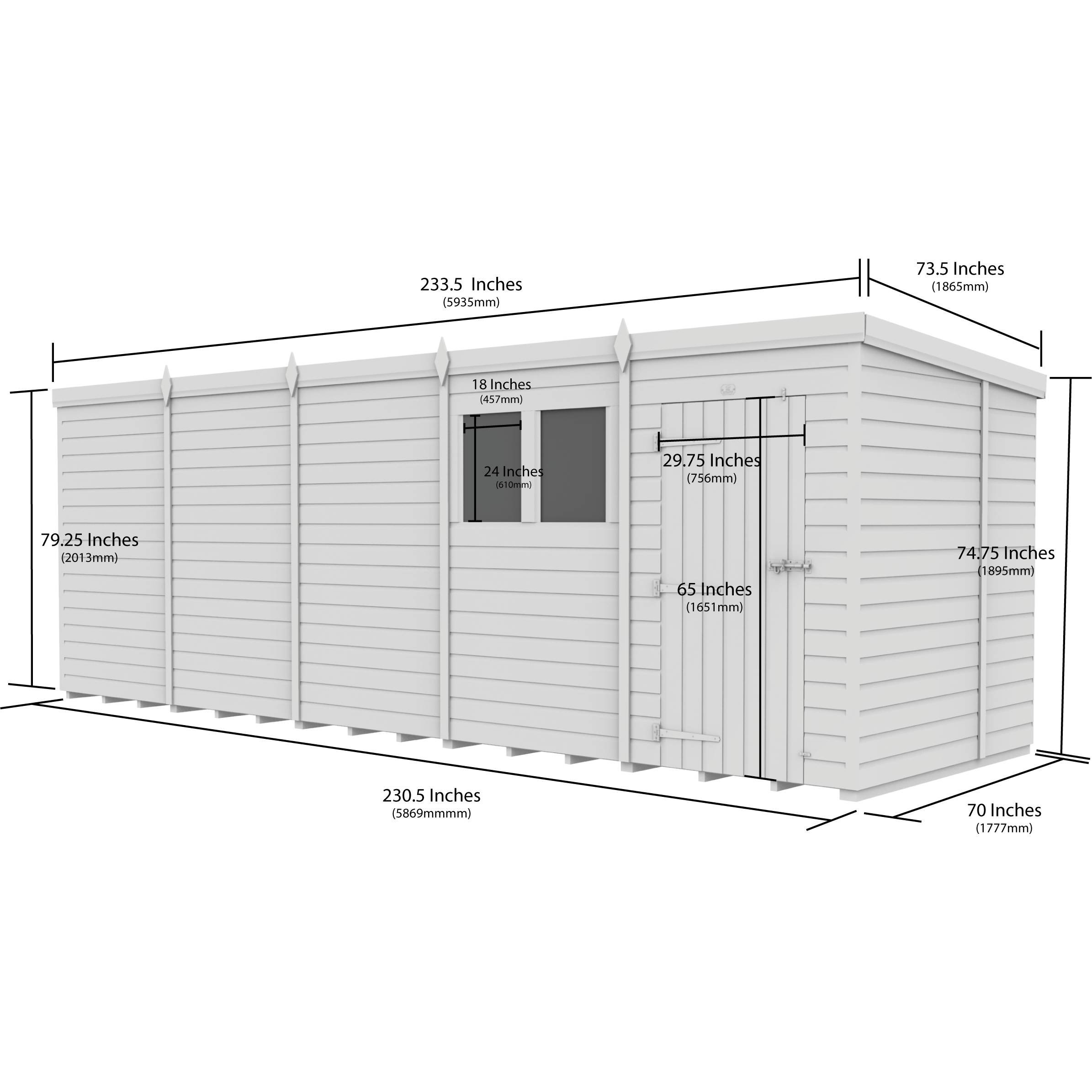 Total Sheds (20x6) Pressure Treated Pent Security Shed