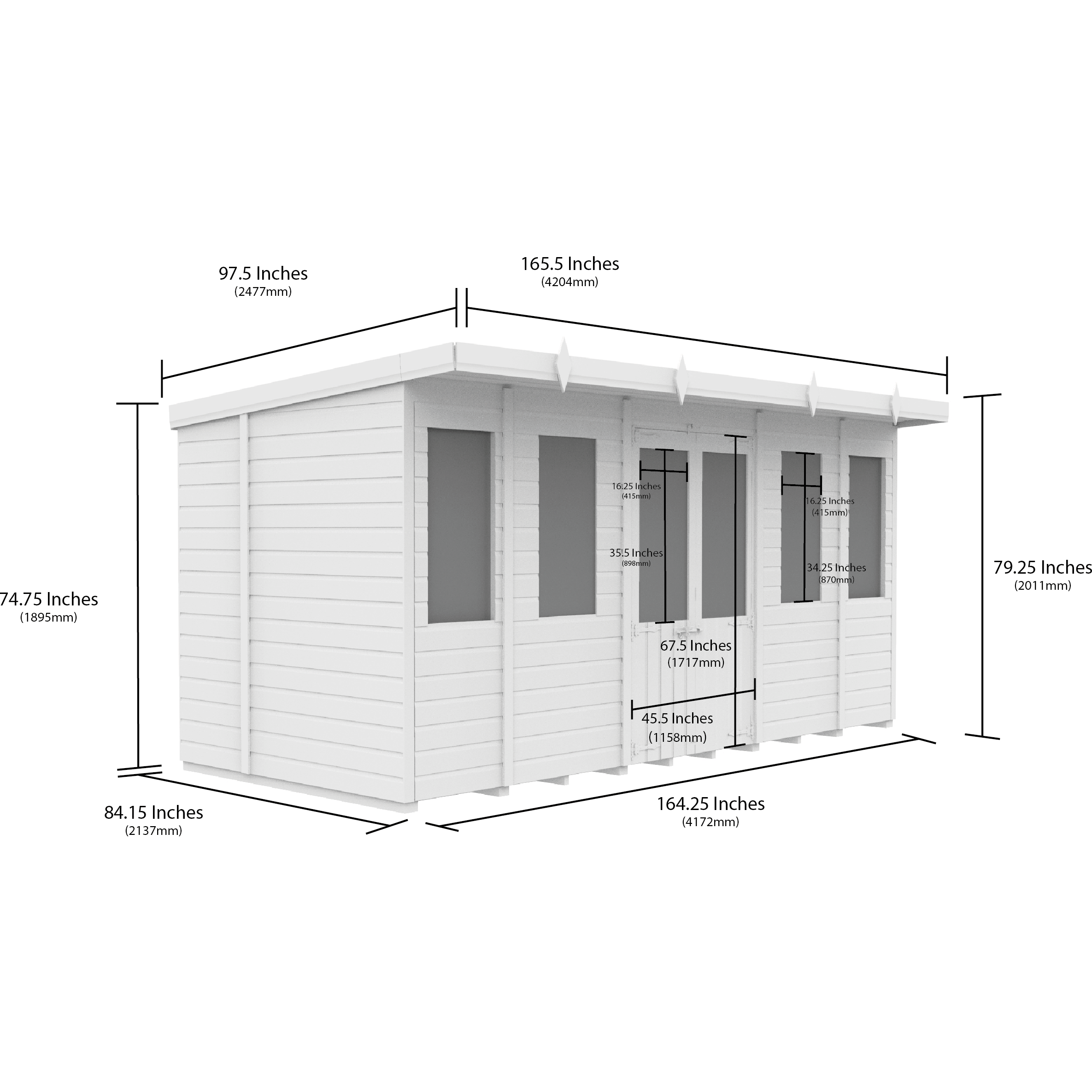 Total Sheds (14x7) Pressure Treated Pent Summerhouse