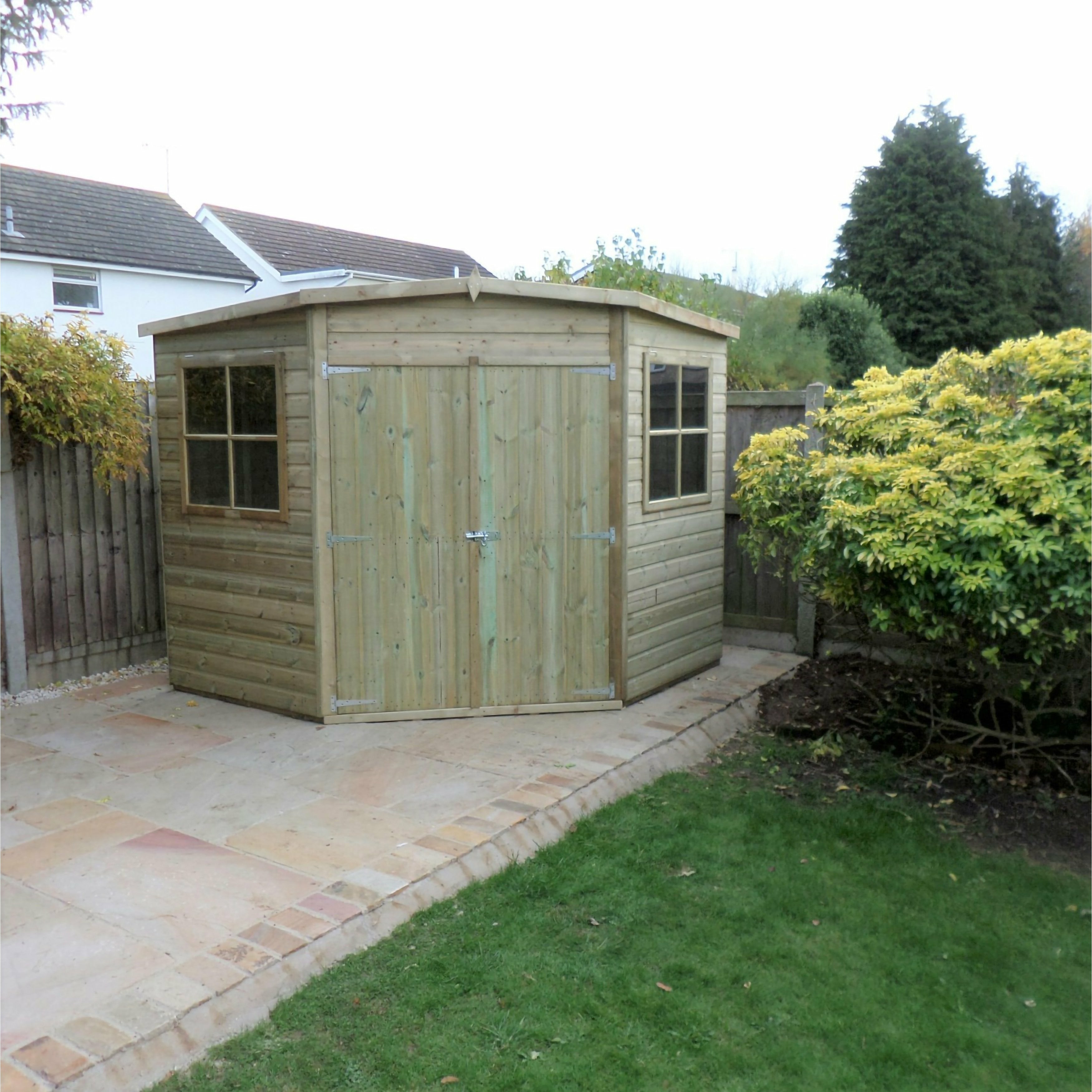 Shire Corner Shed Pressure Treated Shiplap Range Double Door (8x8) CNRS0808PSL-1AA 5060490130248 - Outside Store