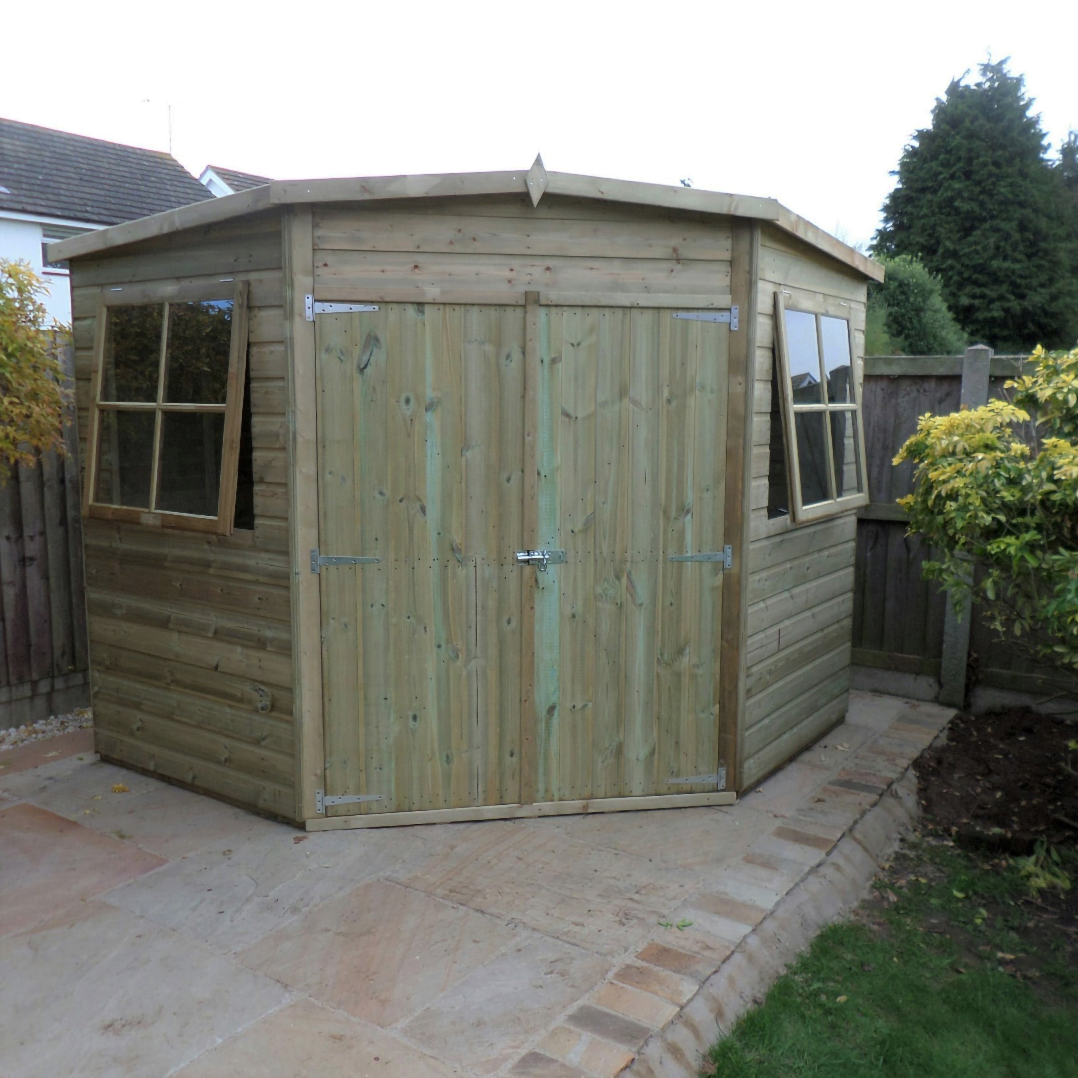 Shire Corner Shed Pressure Treated Shiplap Range Double Door (8x8) CNRS0808PSL-1AA 5060490130248 - Outside Store