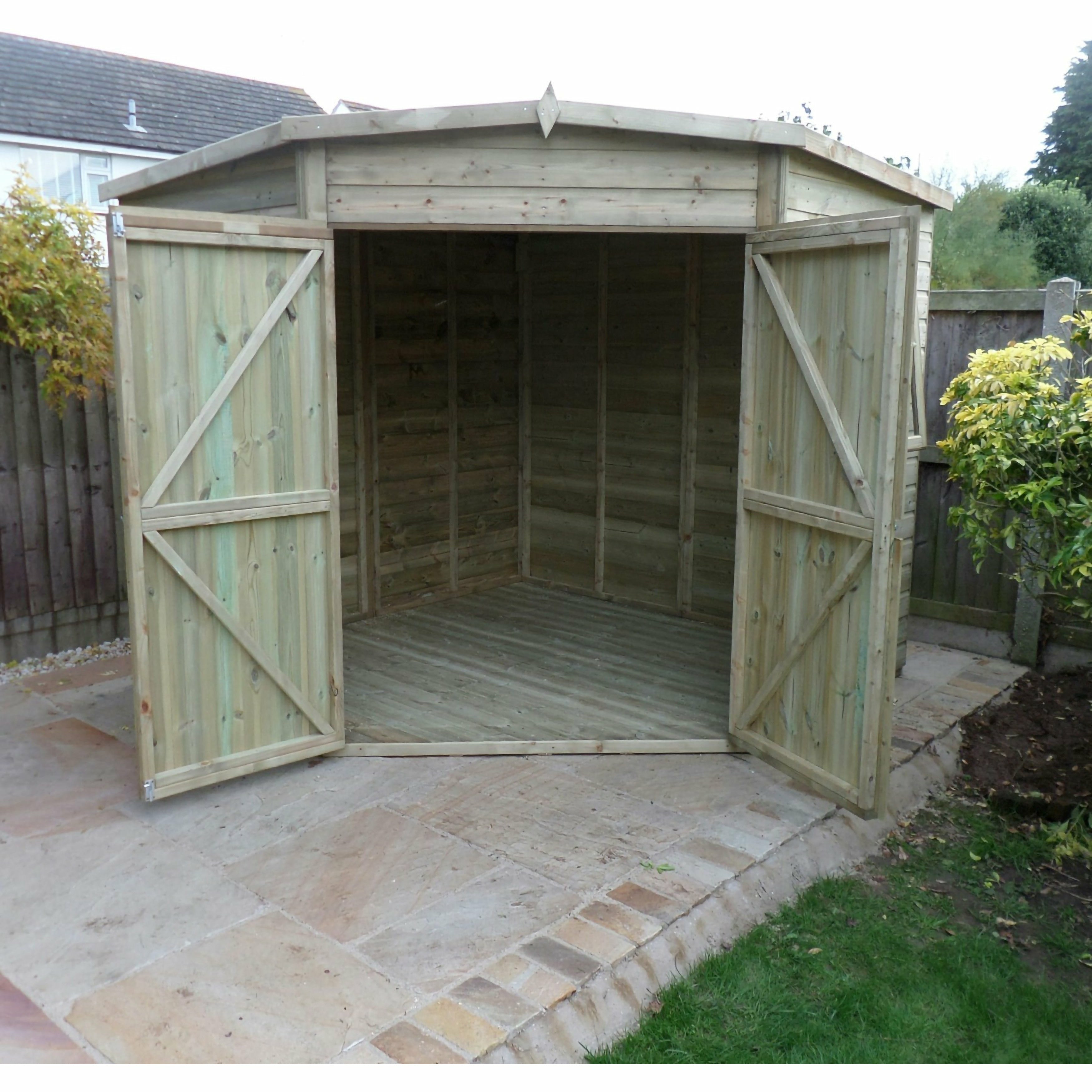 Shire Corner Shed Pressure Treated Shiplap Range Double Door (8x8) CNRS0808PSL-1AA 5060490130248 - Outside Store