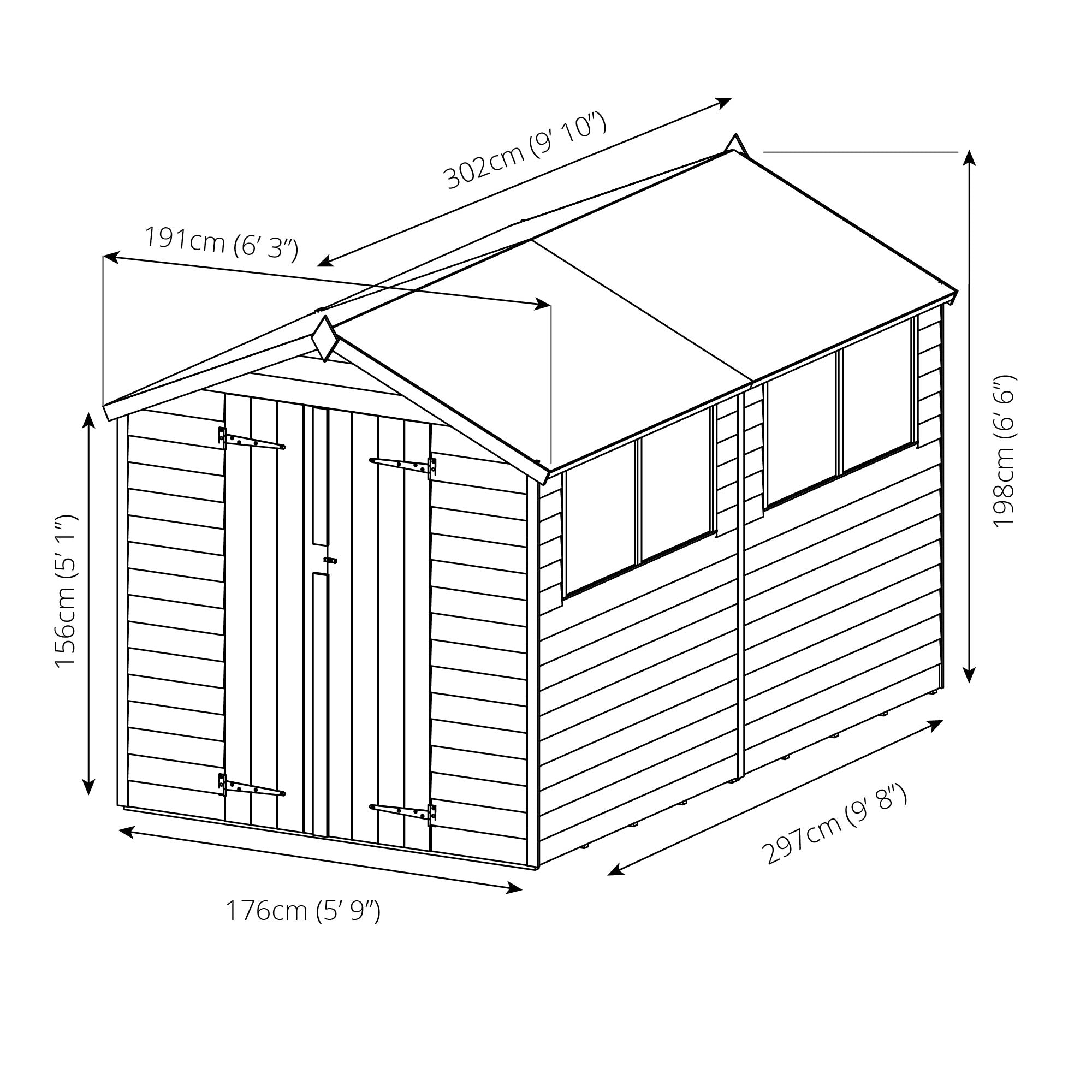 Mercia Overlap Apex Shed (10x6) (SI-001-001-0005 - EAN 5029442074412