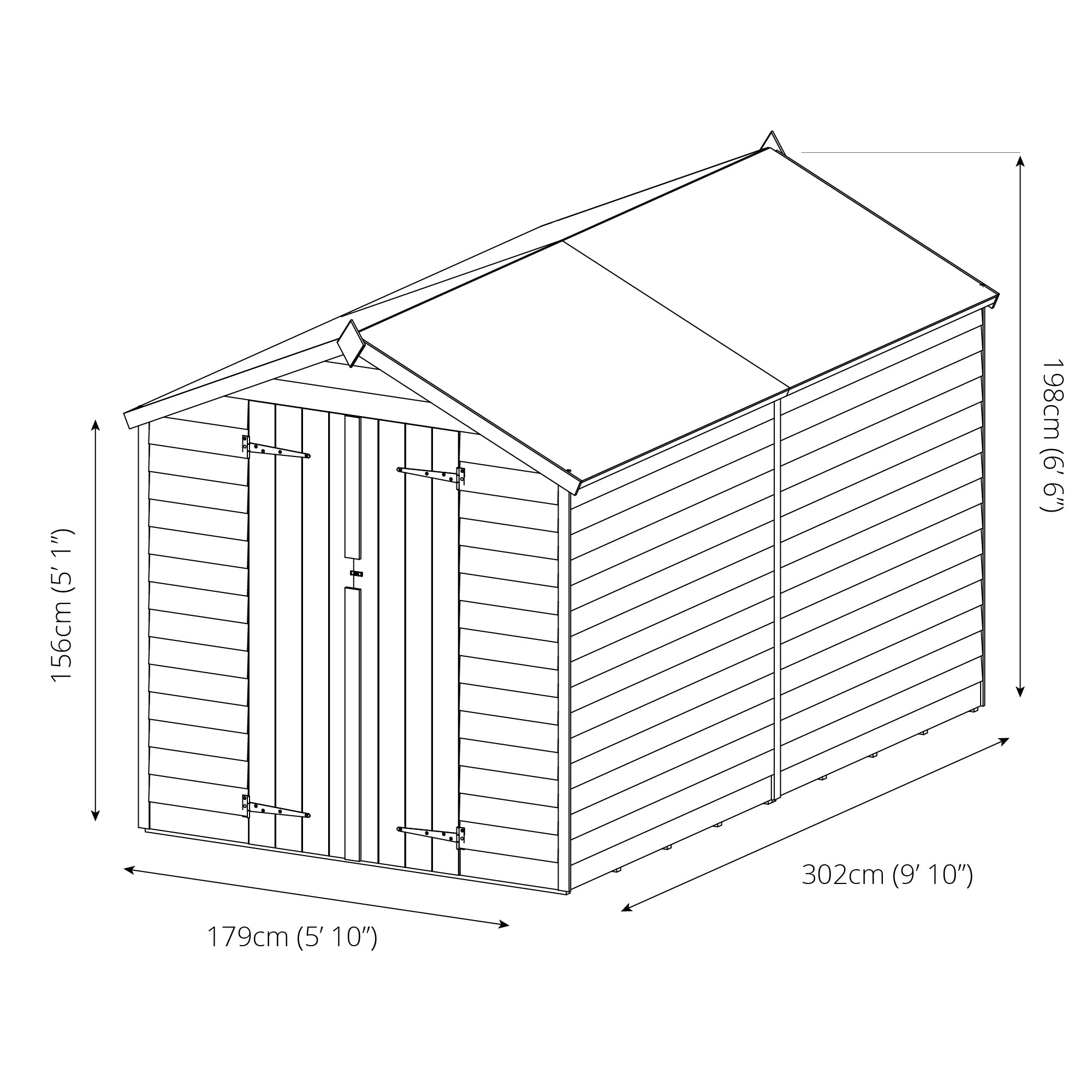 Mercia Overlap Apex Shed (10x6) (SI-001-001-0005 - EAN 5029442074412