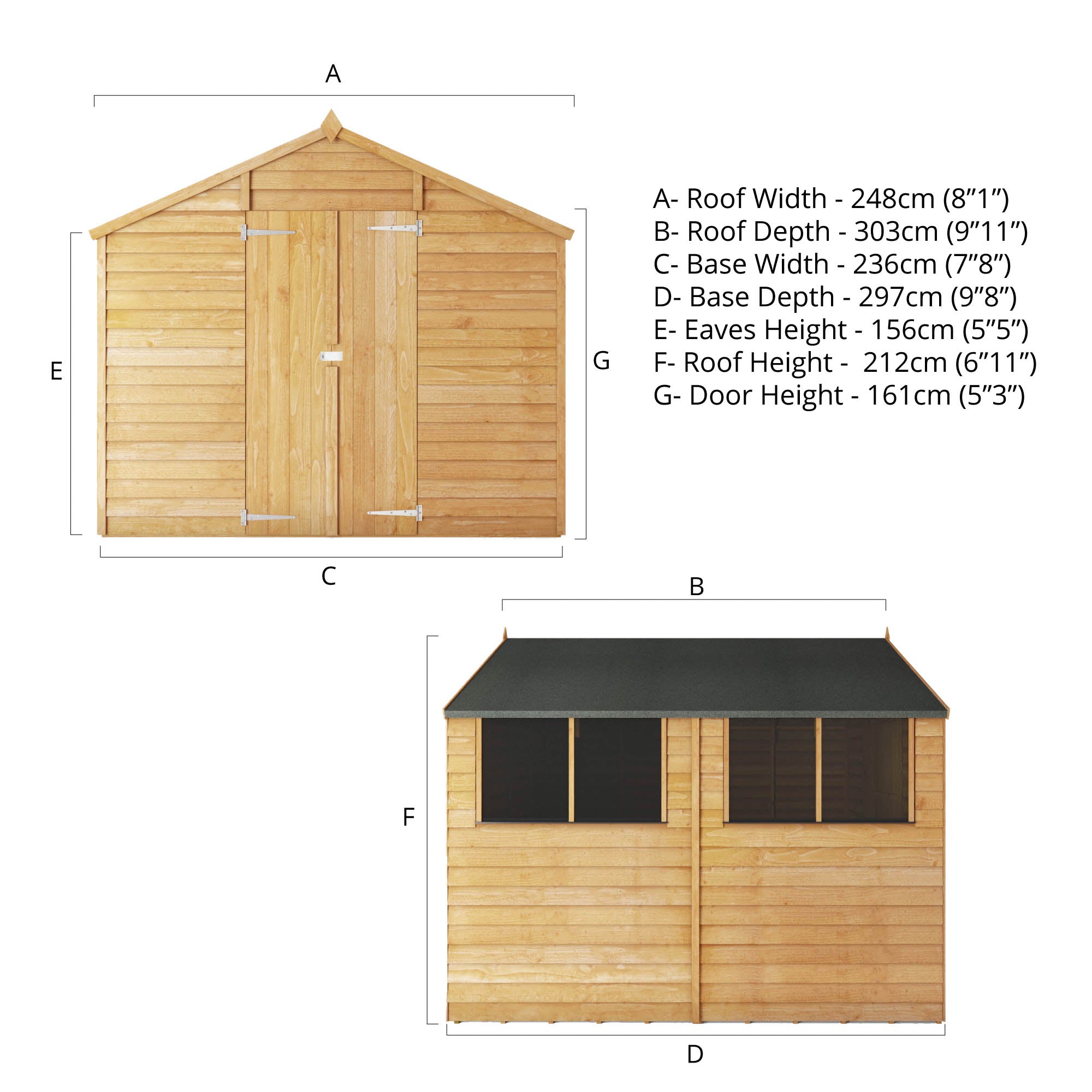 Mercia Overlap Apex Shed (10x8) (SI-001-001-0006 - EAN 5029442078199)