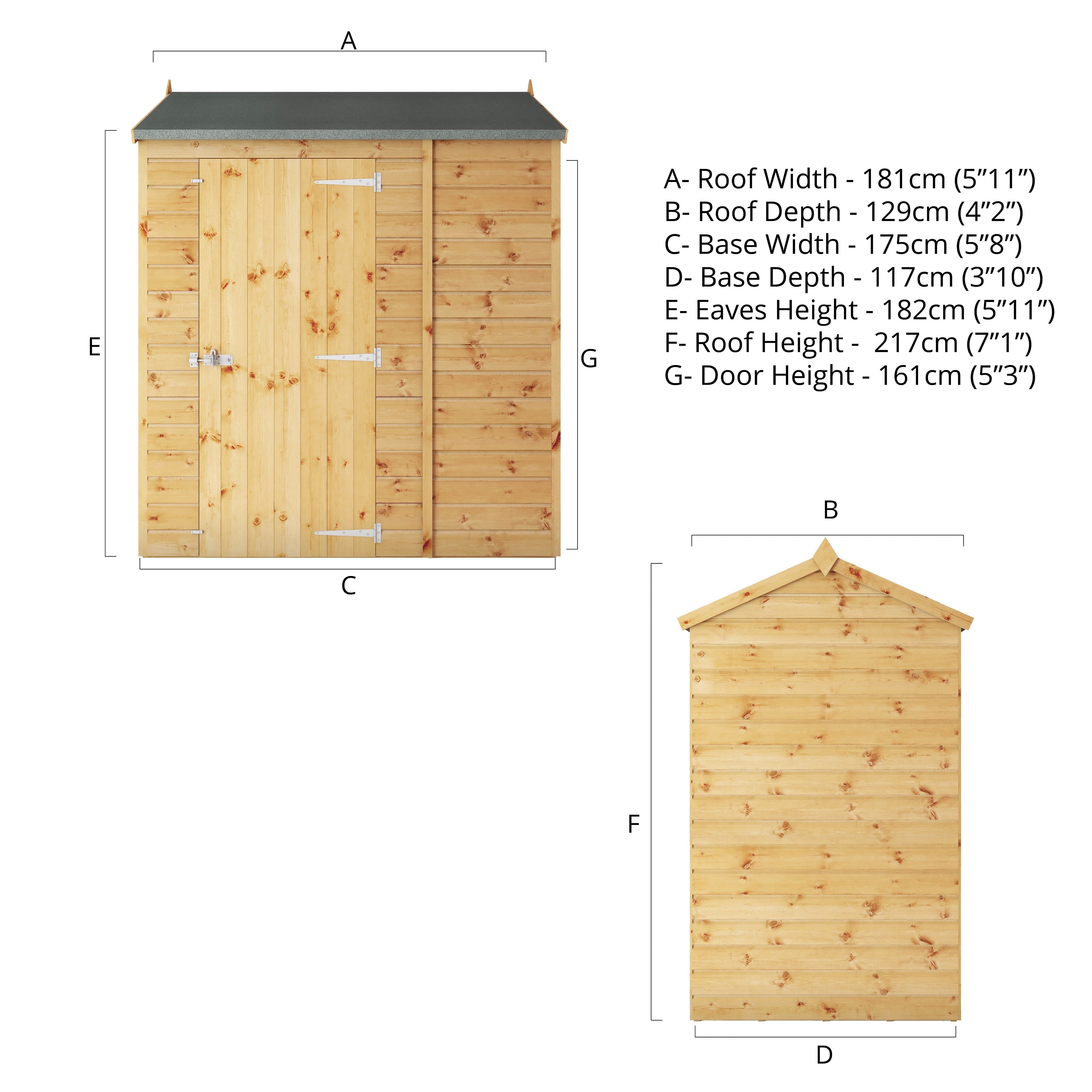 Mercia Shiplap Reverse Apex Windowless Shed (6x4) (SI-001-003-0160 - EAN 5029442006437)