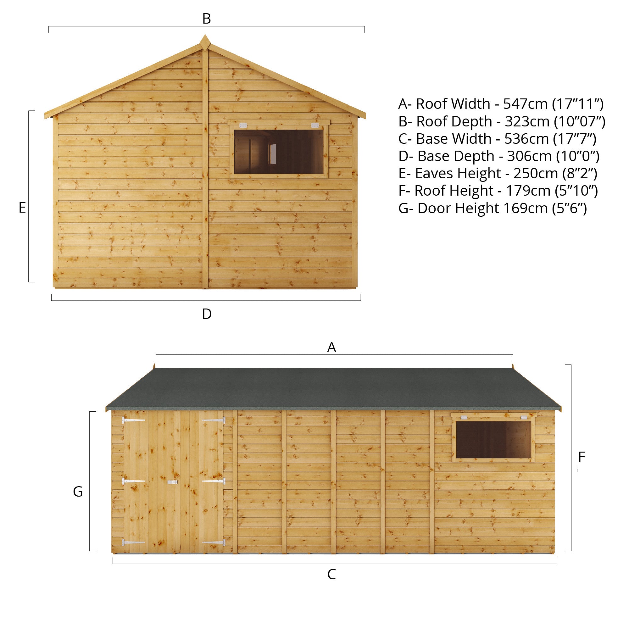 Mercia Premium Shiplap Reverse Apex Workshop (18x10) (SI-001-004-0115 - EAN 5029442006369)