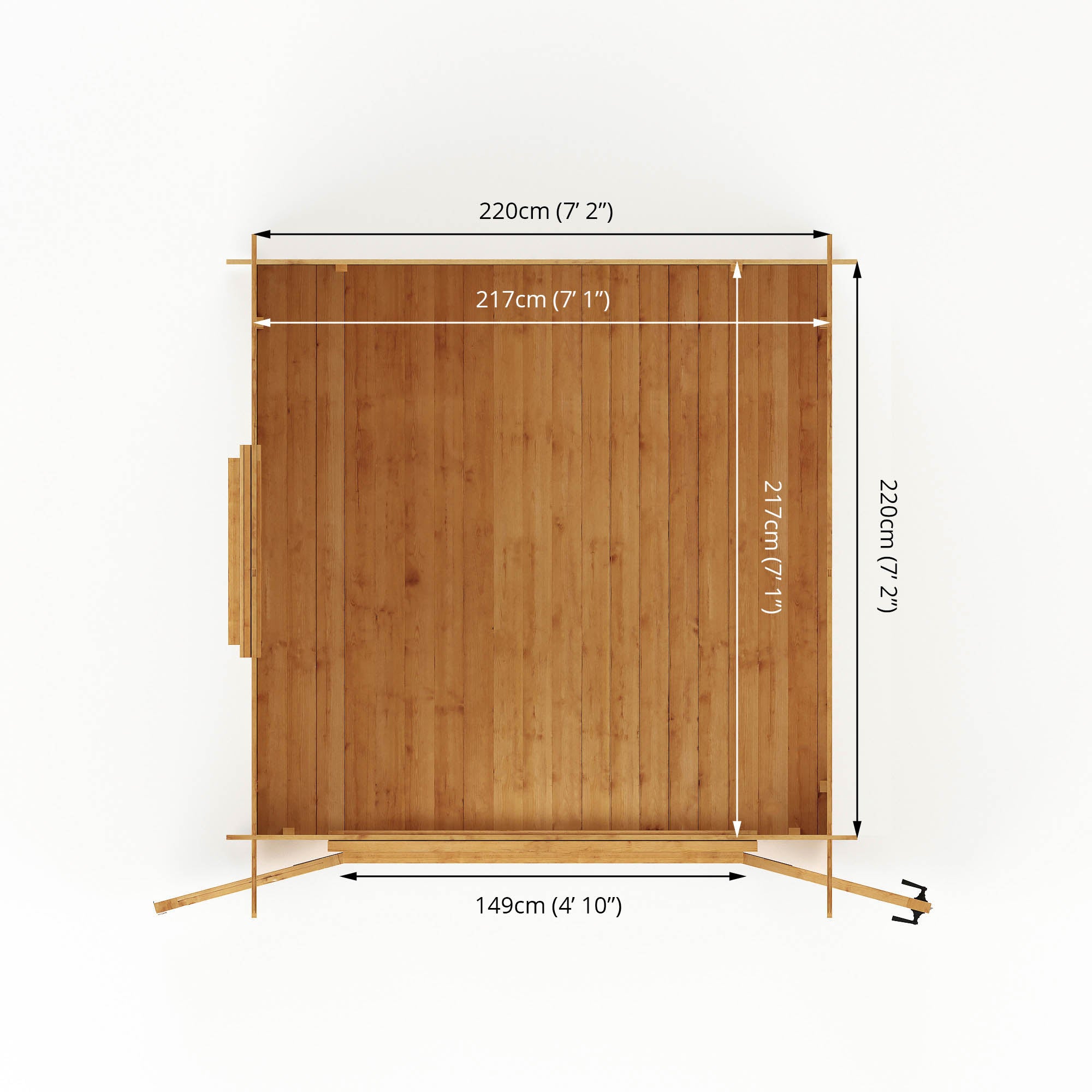 Mercia 19mm Pent Log Cabin (8x8) (2.4m x 2.4m) (SI-006-001-0031 - EAN 5029442002439)