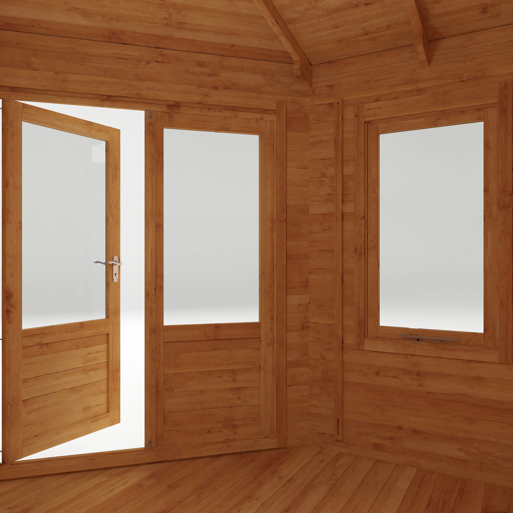 Mercia 44mm Corner Lodge Plus with Side Shed and Double Glazing (16x10) (5m x 3m) (SI-006-004-0082 - EAN 5029442005591)