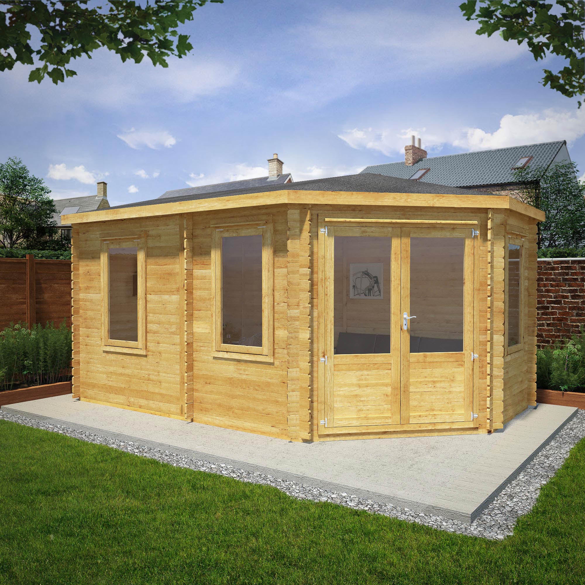 Mercia 44mm Corner Lodge Grande with Double Glazing (16x10) (5m x 3m) (SI-006-004-0083 - EAN 5029442005614)