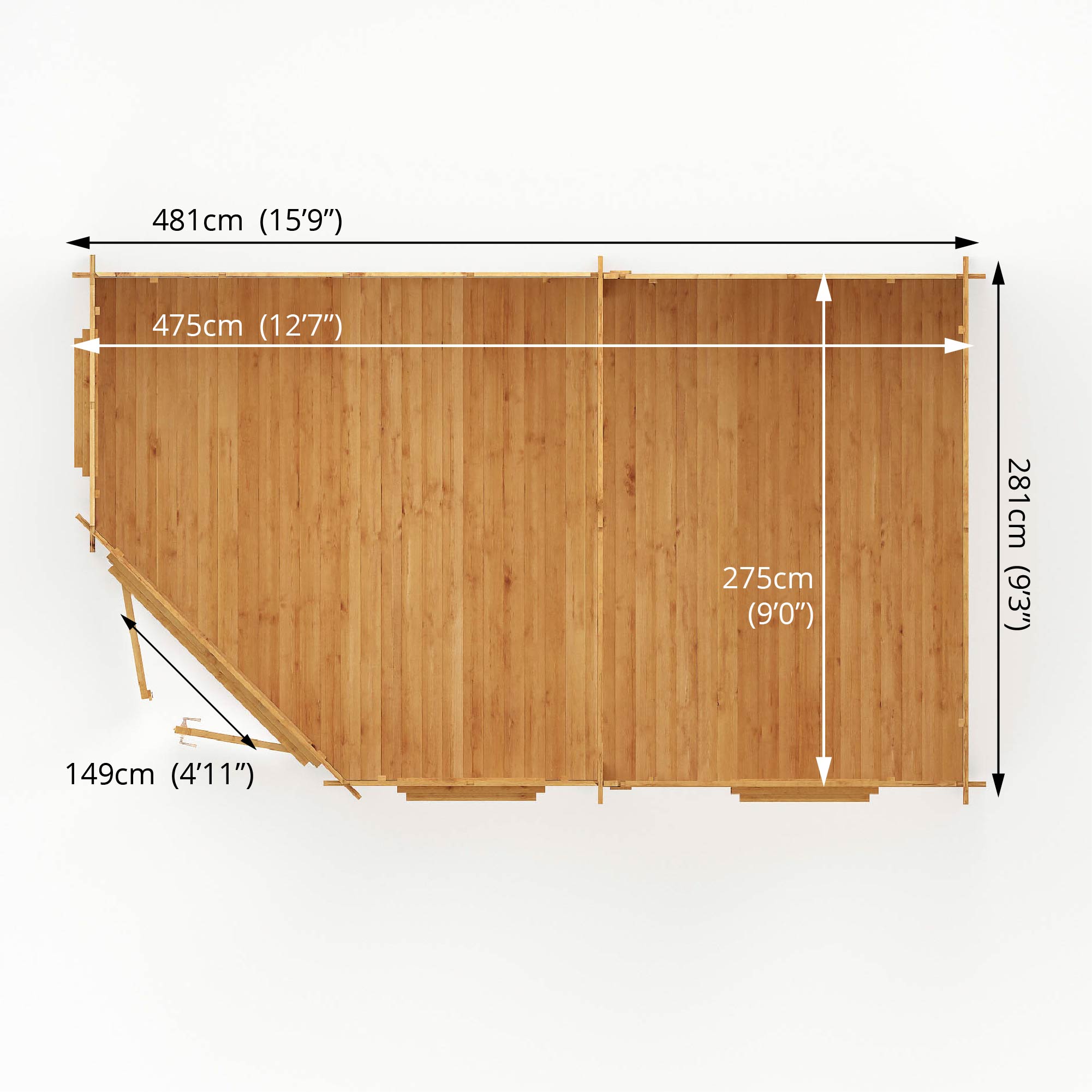 Mercia 44mm Corner Lodge Grande with Double Glazing (16x10) (5m x 3m) (SI-006-004-0083 - EAN 5029442005614)