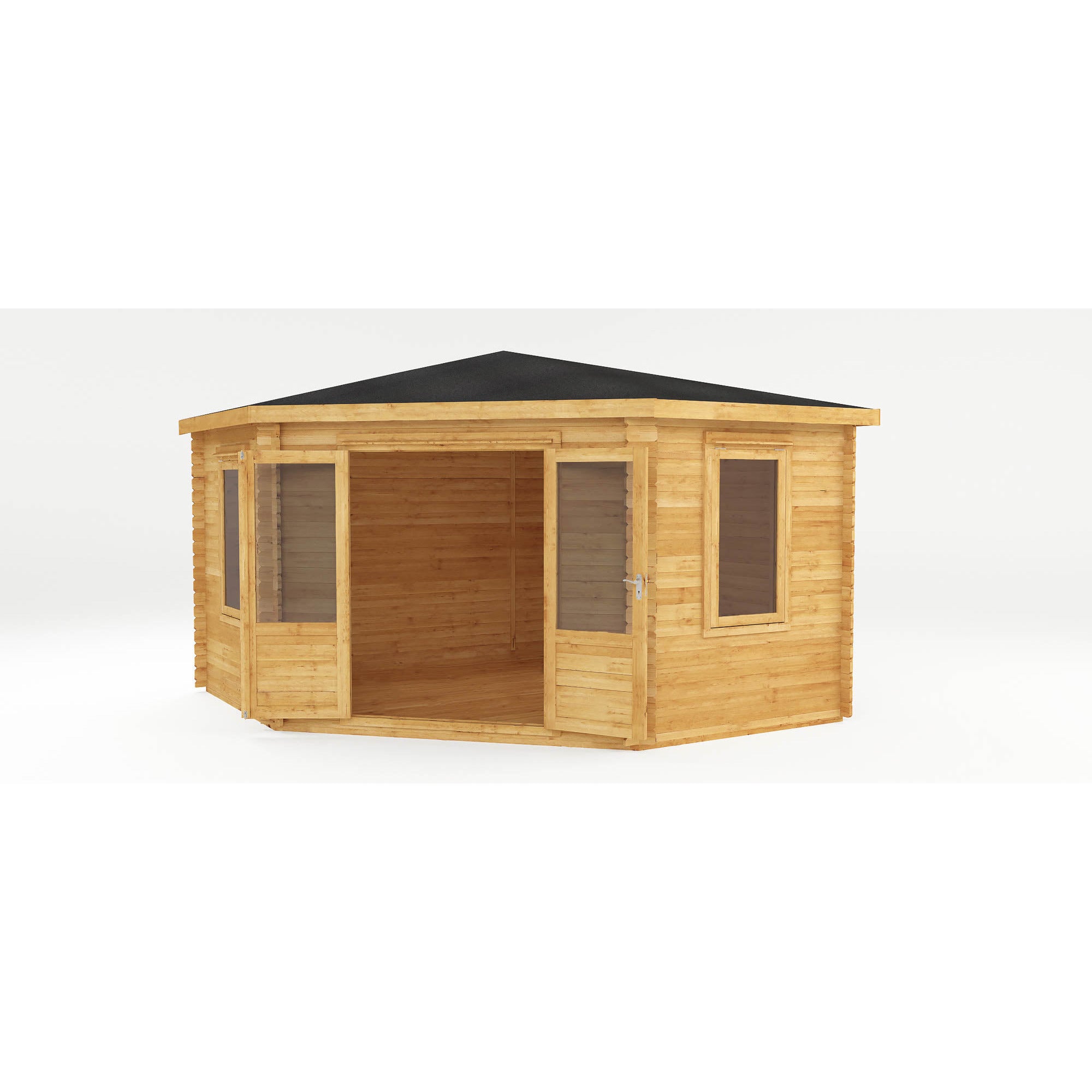 Mercia 44mm Corner Cabin with Double Glazing (13x13) (4m x 4m) (SI-006-004-0084 - EAN 5029442005577)