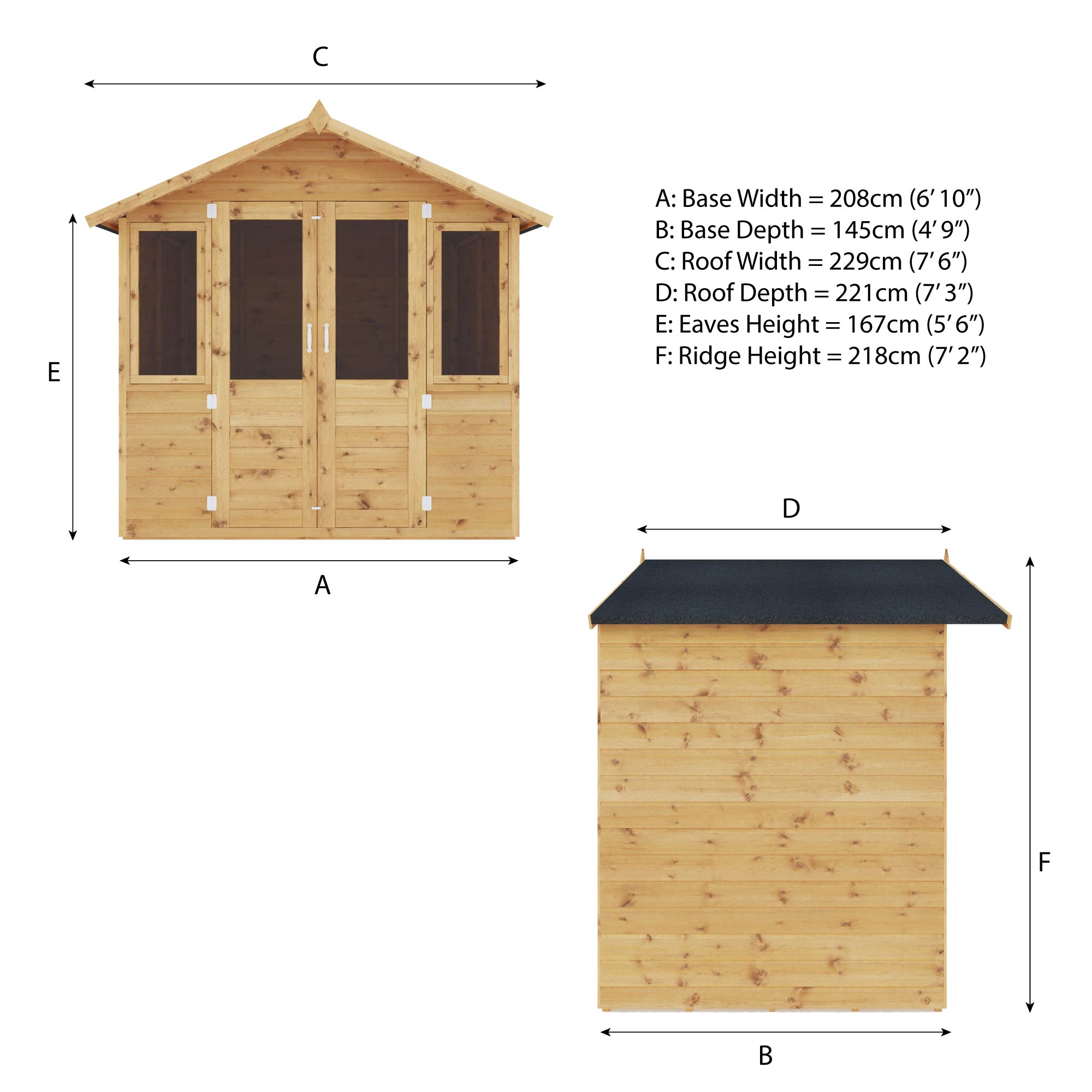 Mercia Traditional Double Door Summerhouse (7x5) (SI-003-001-0042 - EAN 5029442077864)