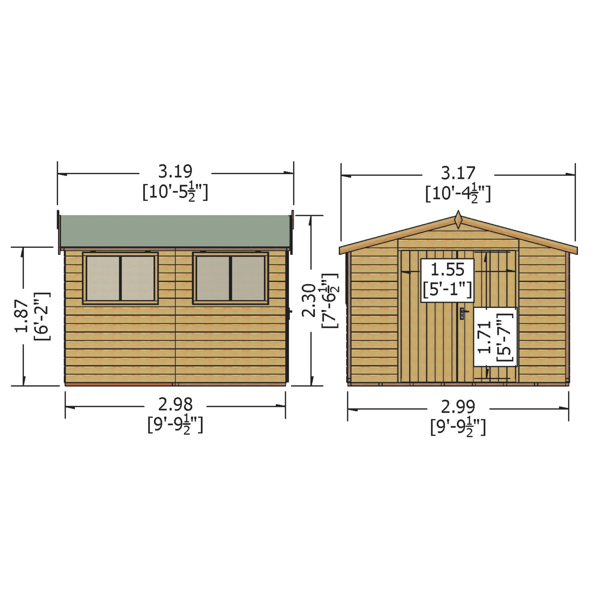 Shire Workspace Premium Shed Range Double Door (10x10) WKSP1010DSL-1AA 5060490130194 - Outside Store