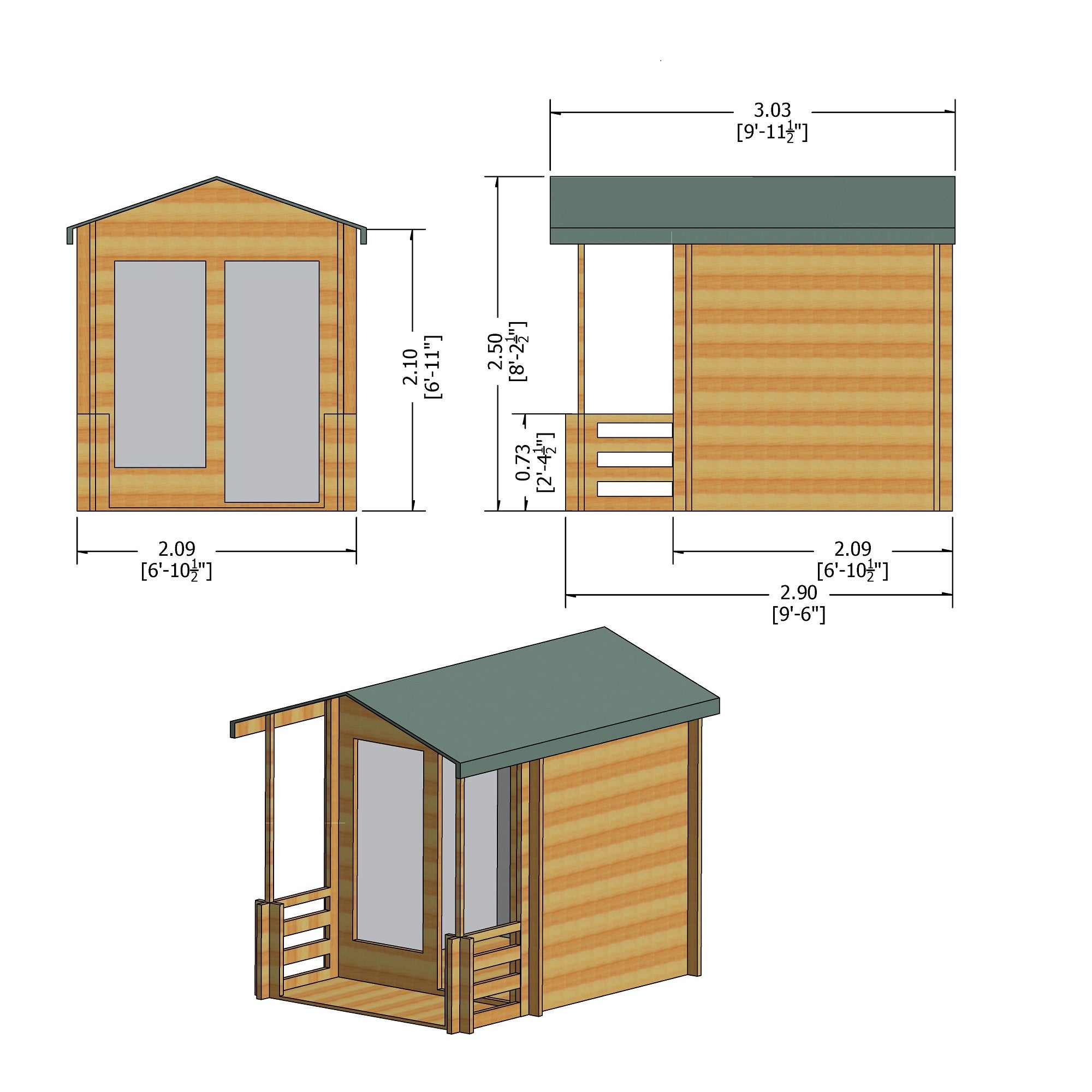 Shire Maulden With Veranda 19mm Log Cabin (7x7) MAUV0707L19-1AA 5060437984453 - Outside Store