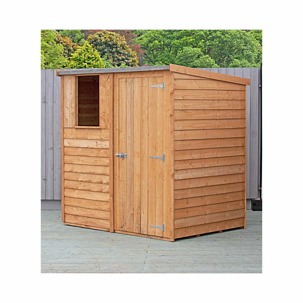 Shire Dip Treated Overlap Pent Shed Single Door (6x4) OVEP0604DOL-1AA 5060490134505 - Outside Store