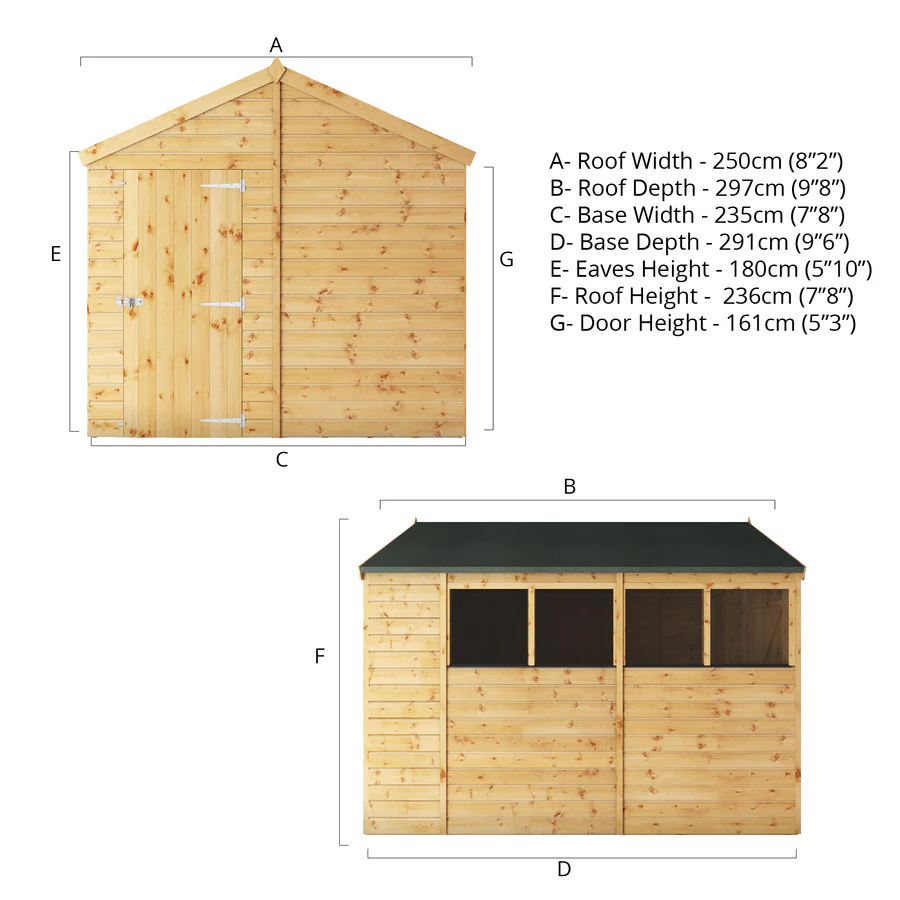 Mercia Shiplap Apex Shed (10x8) (SI-001-003-0166 - EAN 5029442006574)