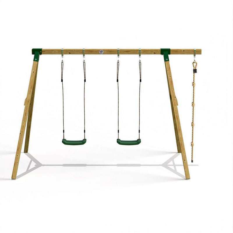 Little Rascals Double Swing Set with 2 Swing Seats & Climbing Rope