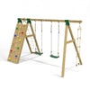 Little Rascals Double Swing Set with Climbing Wall/Net, 2 Swing Seats & Rope Ladder