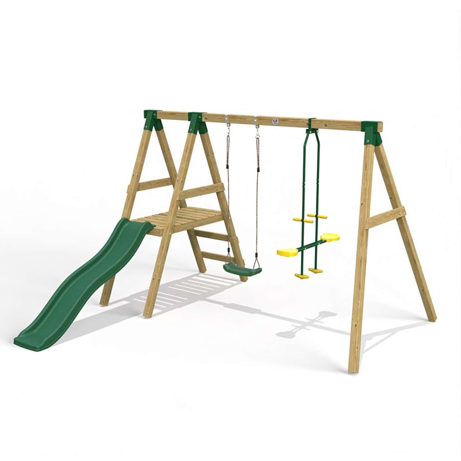 Little Rascals Double Swing Set with Slide, Swing Seat & Glider