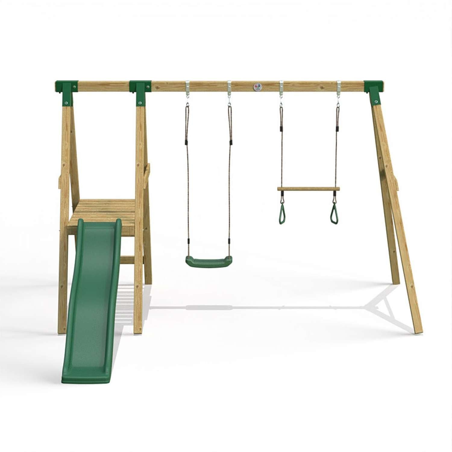 Little Rascals Double Swing Set with Slide, Swing Seat & Trapeze Bar