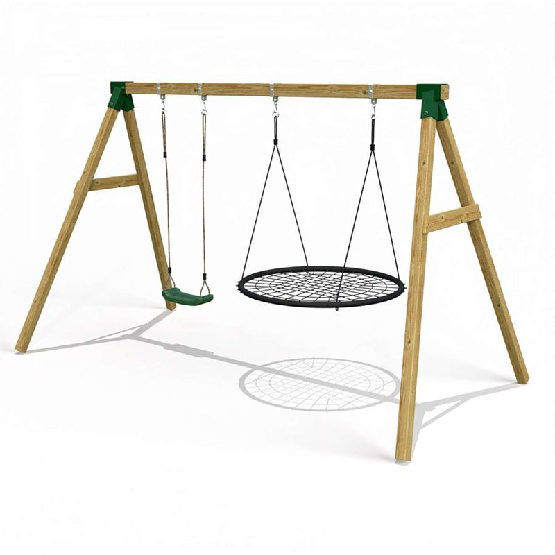 Little Rascals Double Swing Set with Swing Seat & Nest Swing