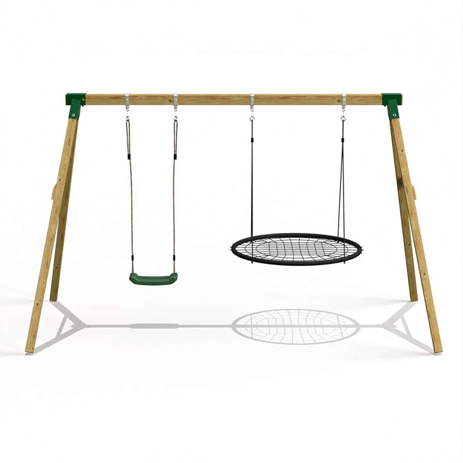 Little Rascals Double Swing Set with Swing Seat & Nest Swing