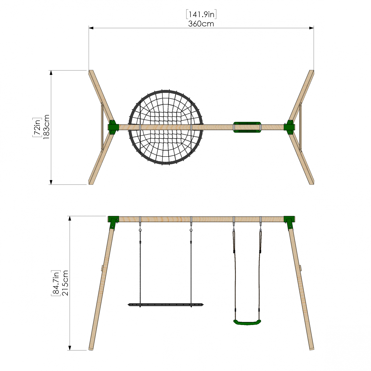 Little Rascals Double Swing Set with Swing Seat & Nest Swing