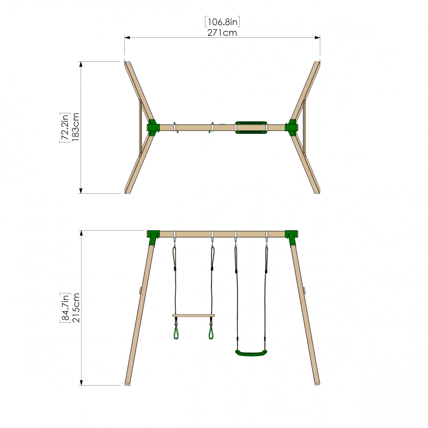 Little Rascals Double Swing Set with Swing Seat & Trapeze Bar