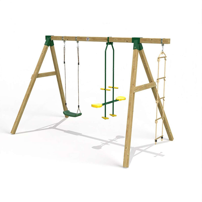Little Rascals Double Swing Set with Swing Seat Glider & Rope Ladder