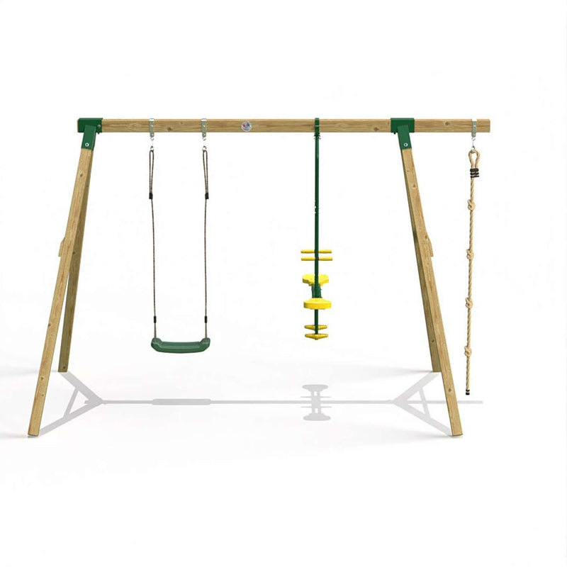 Little Rascals Double Swing Set with Swing Seat, Glider & Climbing Rope