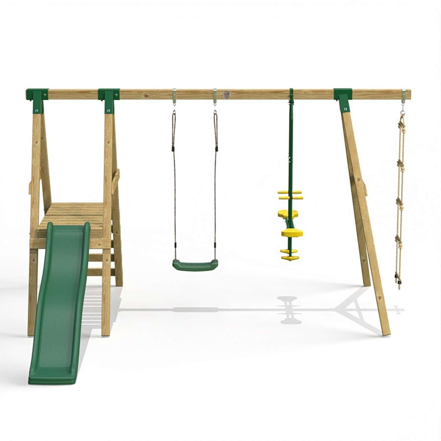 Little Rascals Double Swing Set with Swing Seat, Glider & Rope Ladder