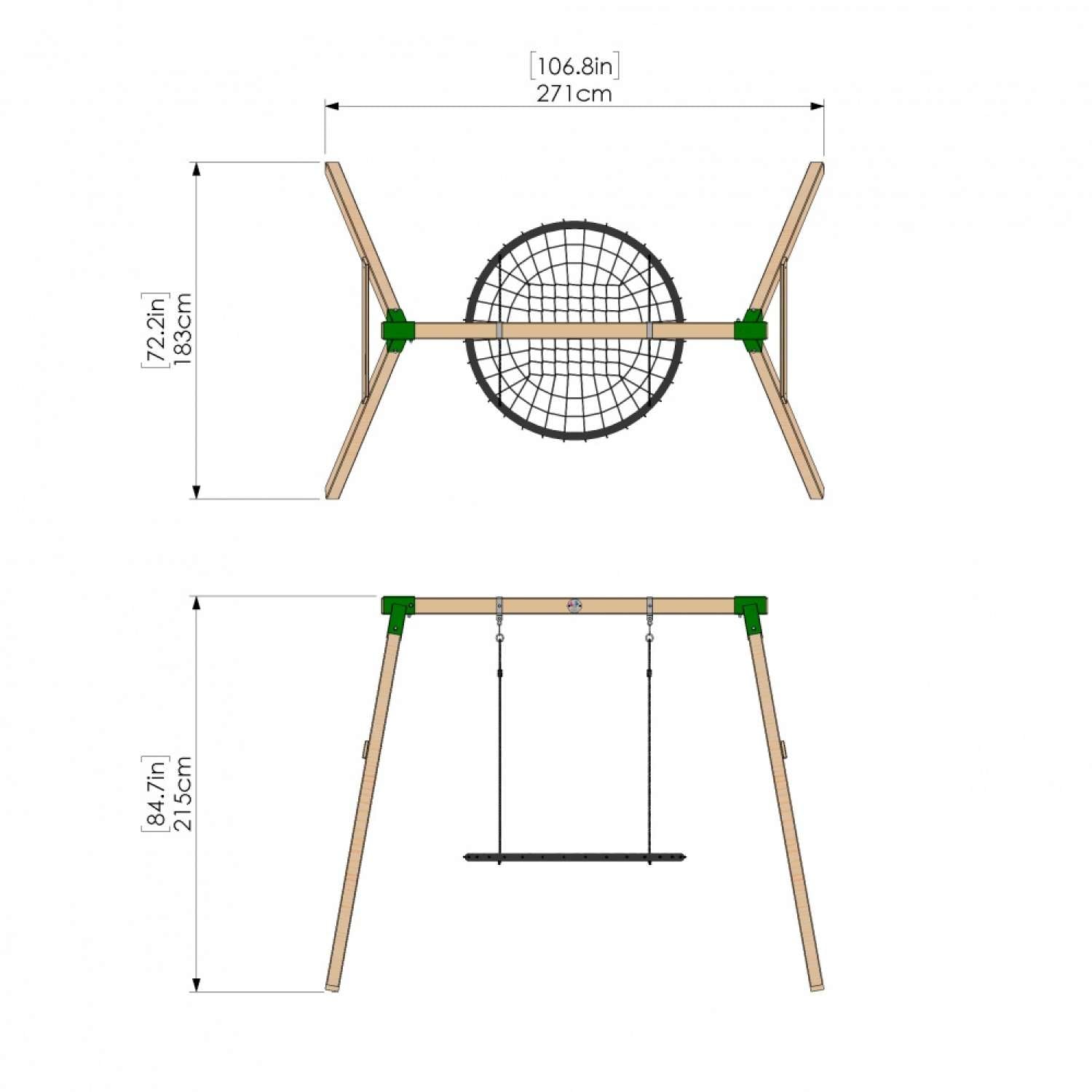 Little Rascals Single Swing Set with Nest Swing