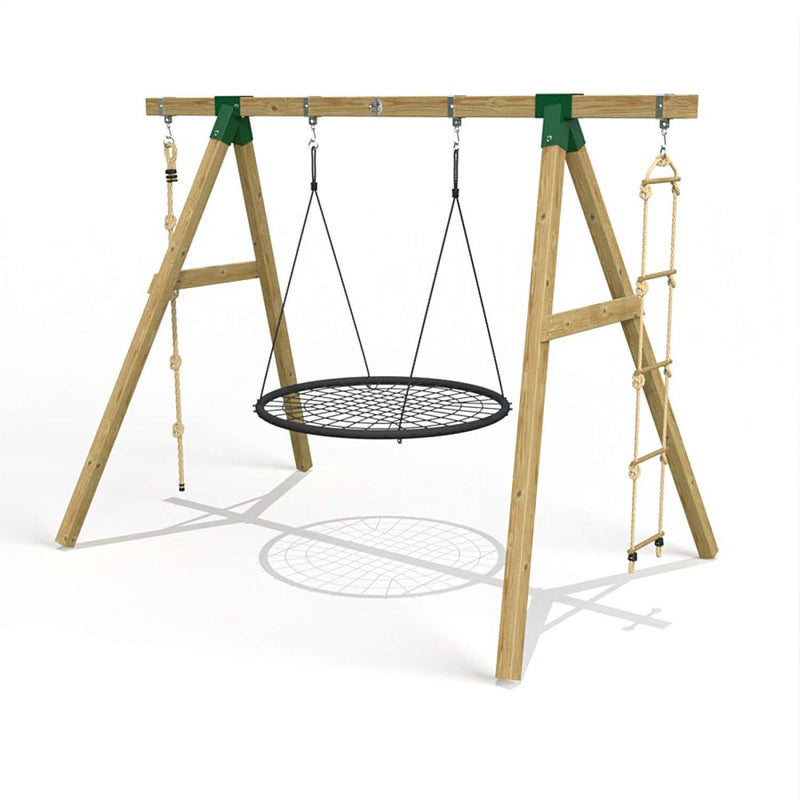 Little Rascals Single Swing Set with Nest Swing , Climbing Rope & Rope Ladder