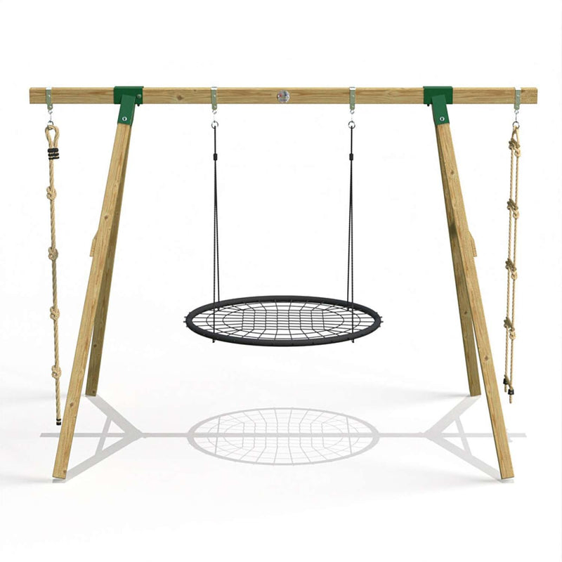Little Rascals Single Swing Set with Nest Swing , Climbing Rope & Rope Ladder