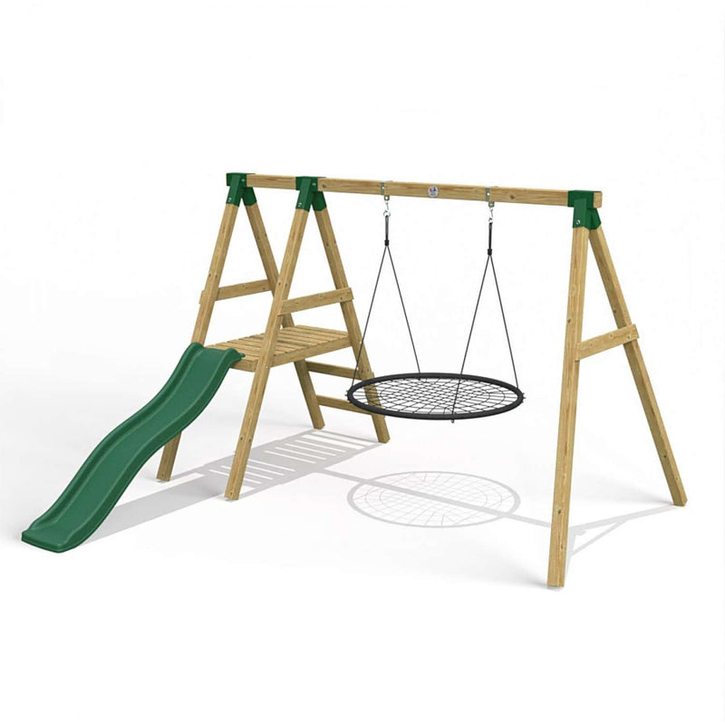 Little Rascals Single Swing Set with Slide & Nest Swing