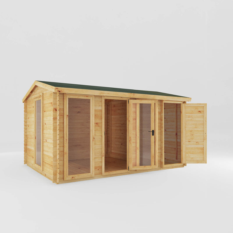 Mercia 19mm Reverse Apex Log Cabin With Side Shed (15x10) (4.6m x 3m) (SI-006-001-0040 EAN 5029442018744)