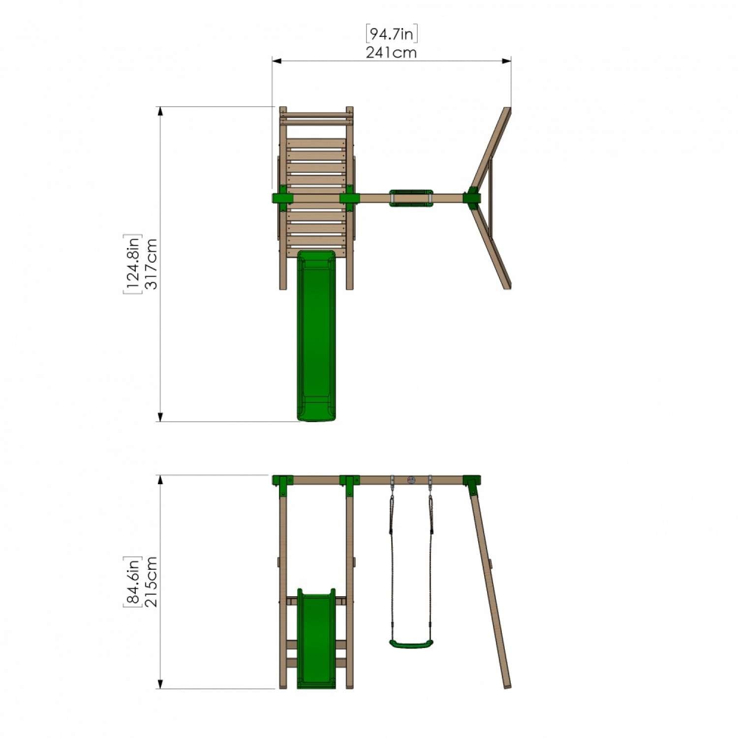 Little Rascals Single Swing Set with Slide & Swing Seat