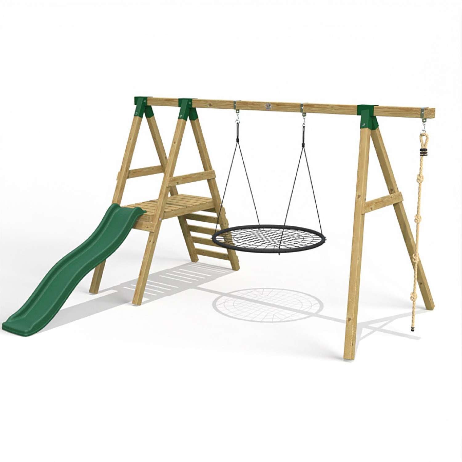 Little Rascals Single Swing Set with Slide, Nest Swing & Climbing Rope