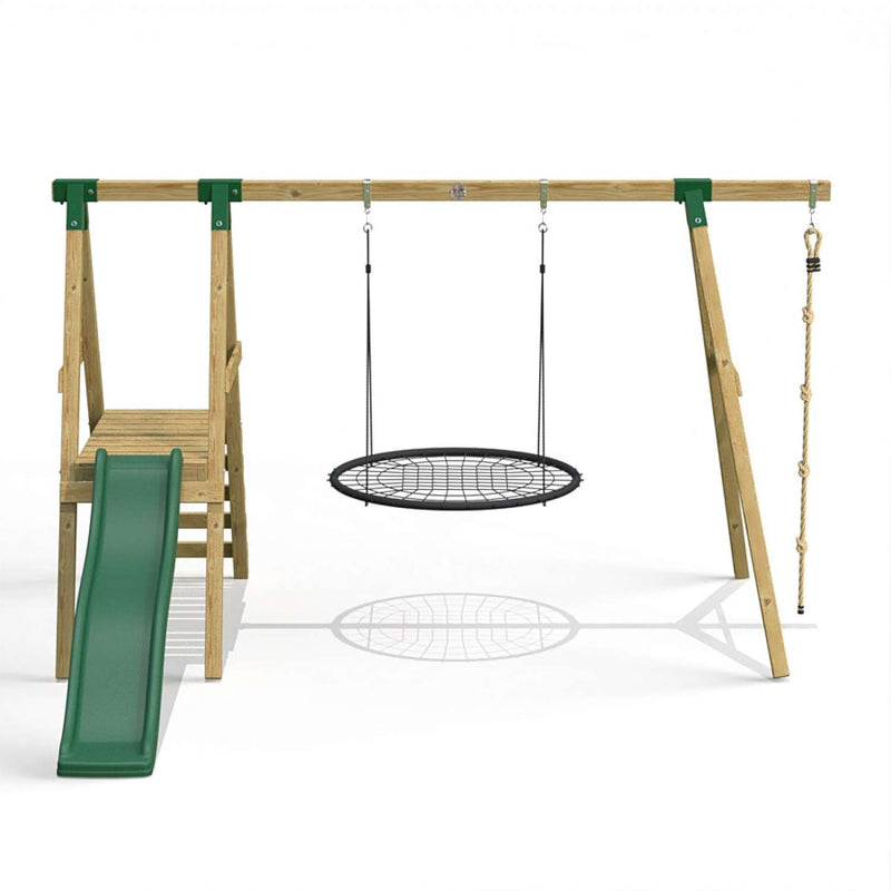 Little Rascals Single Swing Set with Slide, Nest Swing & Climbing Rope