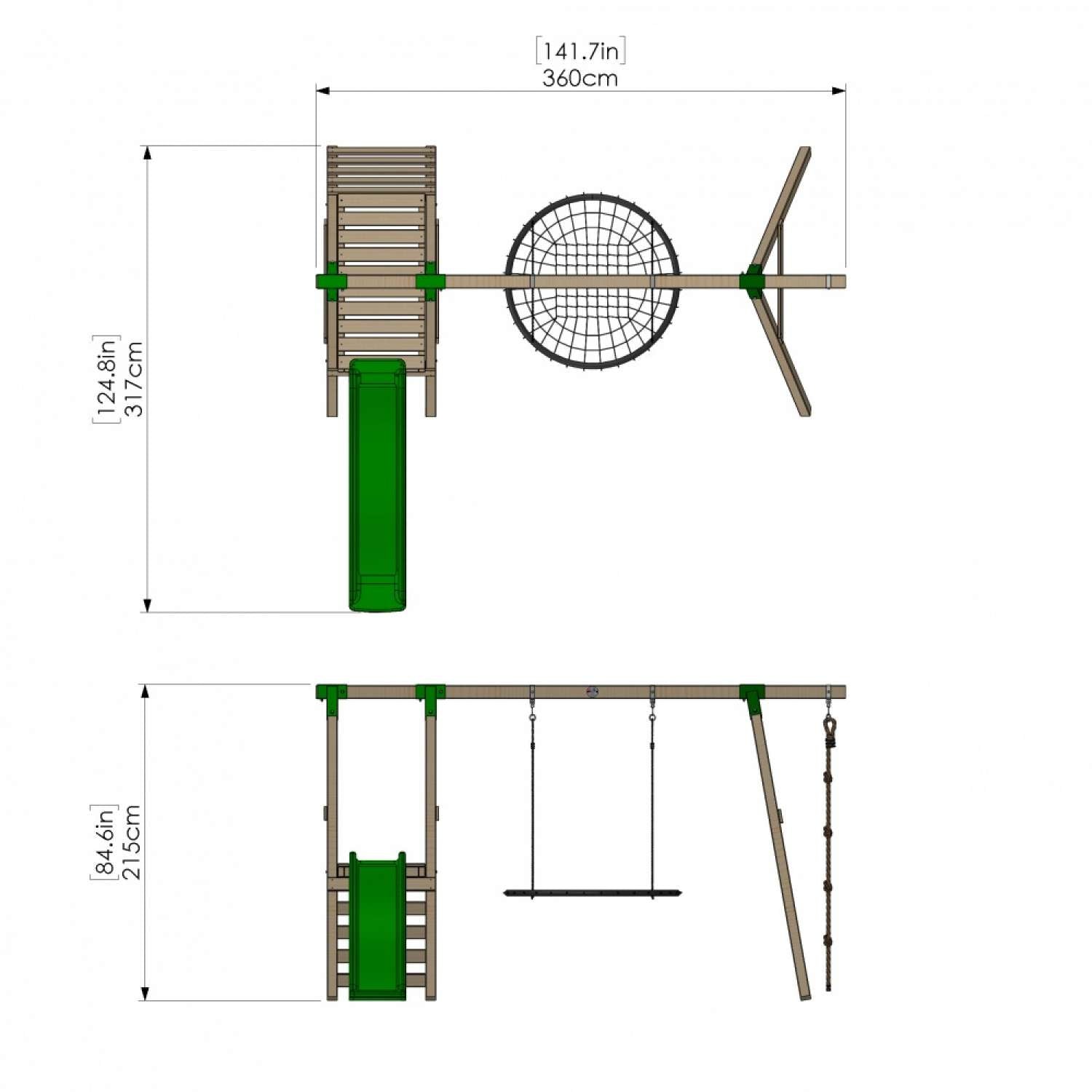 Little Rascals Single Swing Set with Slide, Nest Swing & Climbing Rope