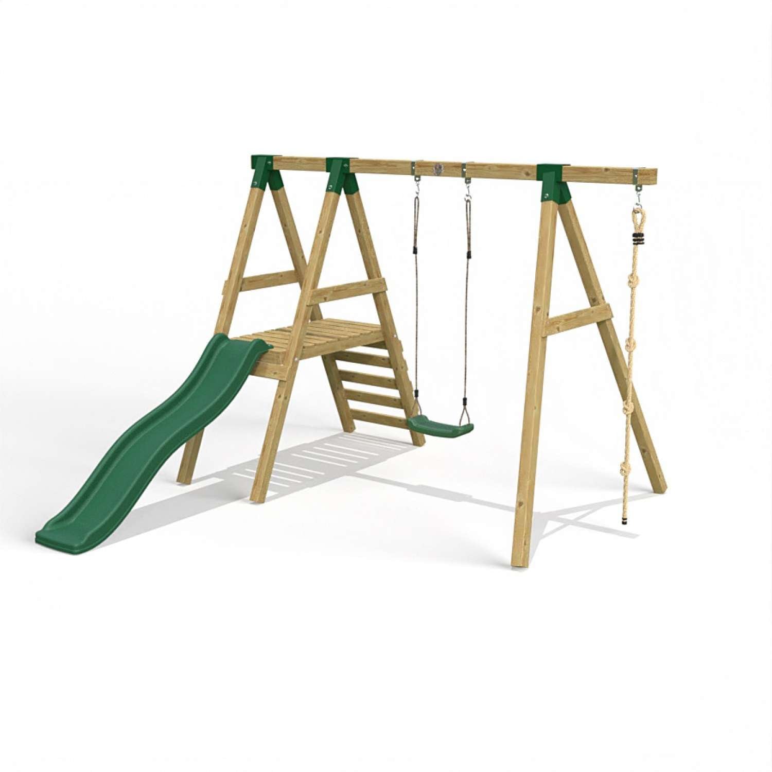 Little Rascals Single Swing Set with Slide, Swing Seat & Climbing Rope