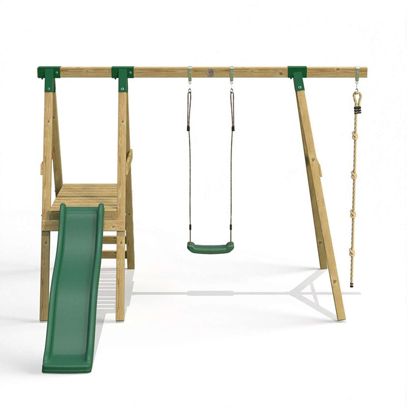 Little Rascals Single Swing Set with Slide, Swing Seat & Climbing Rope