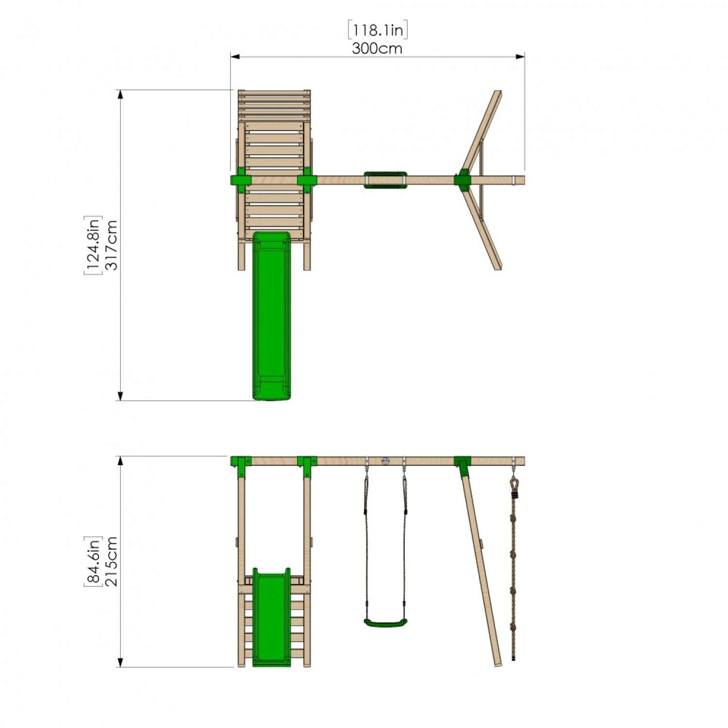 Little Rascals Single Swing Set with Slide, Swing Seat & Climbing Rope