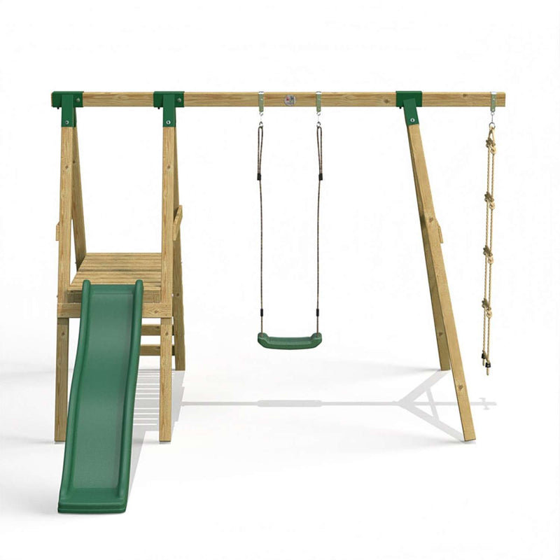 Little Rascals Single Swing Set with Slide, Swing Seat & Rope Ladder