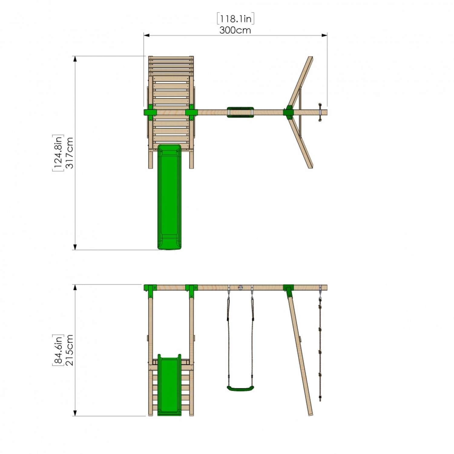 Little Rascals Single Swing Set with Slide, Swing Seat & Rope Ladder