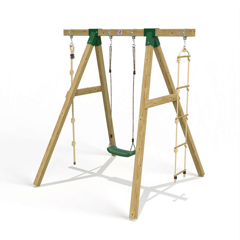 Little Rascals Single Swing Set with Swing Seat, Climbing Rope & Rope Ladder